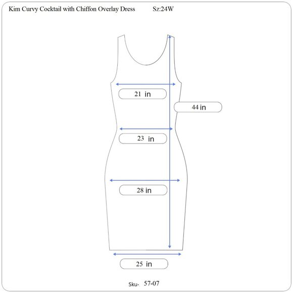 Kim Curvy Cocktail with‎ Chiffon Overlay Dress Sz 24W - Picture 12 of 12